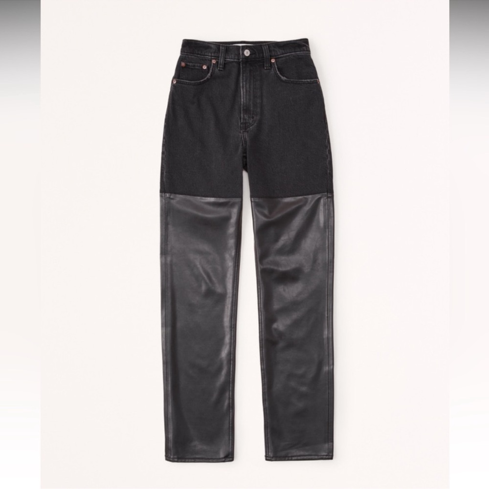 Abercrombie Black Denim and Leather Pants
